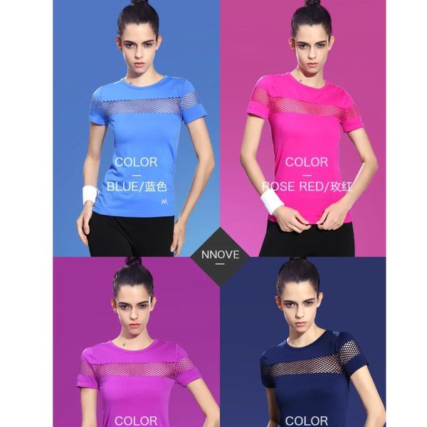

yoga outfit women running short sleeve slim fit t-shirts spandex gym wear sports tees