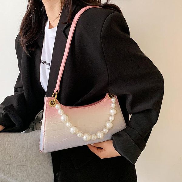 

evening bags shoulder bag underarm designer handbags purse women fashion all-match beaded 2021 pu leather gradient stone pattern