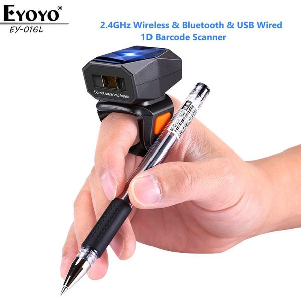 

eyoyo ey-016l 1d wearable ring barcode scanner bluetooth 2.4ghz wireless usb wired connection mini finger bar code reader scanners