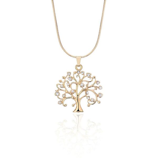 

mgfam tree of life pendant necklace for women small 48 cm snake chain fashion accessory crystal 3 gold color choice necklaces, Silver