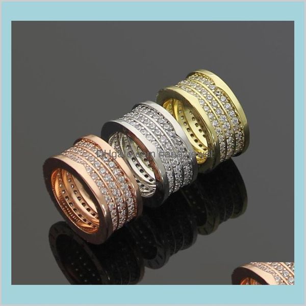 

b three ring spring pattern full diamond inlaid ring 18k rose gold couple thread band diamond wedding ring ybtki vcrbj, Slivery;golden