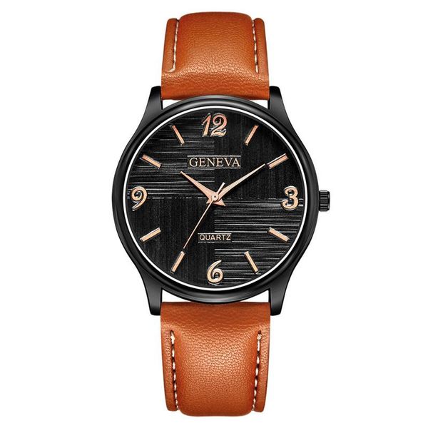 

wristwatches men's watch leather strap analog quartz ultra-thin dial luxury fashion business reading clock a1, Slivery;brown