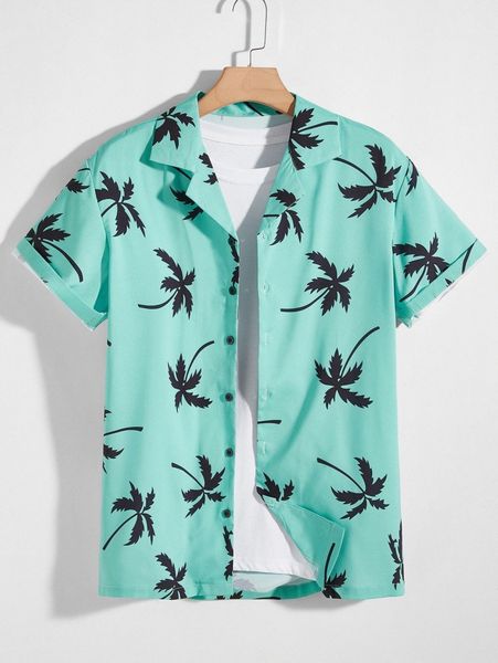 

men tropical print button through shirt z1gj#, White;black