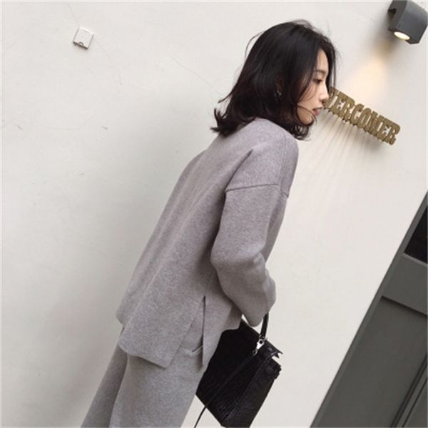 

women's two piece pants zawfl- women's long sleeved shorts, knitted shorts + casual pants, sweater, sportswear, 2-piece set, White