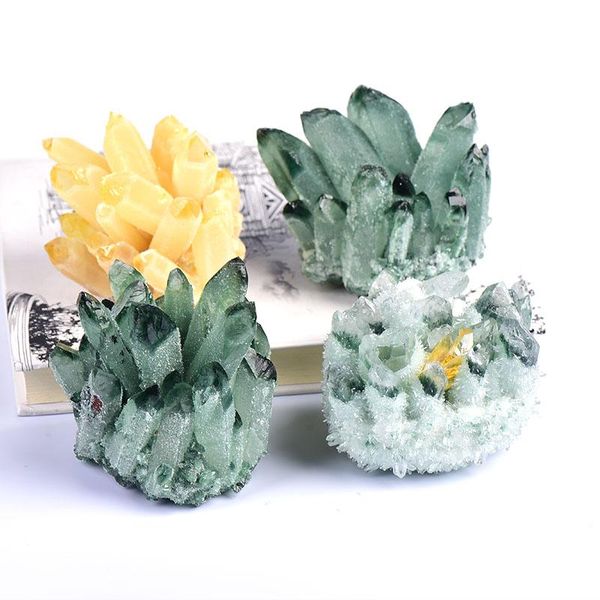

natural crystal green citrine quartz cluster specimen mineral stone points healing crystals home decoration gifts decorative objects & f fig