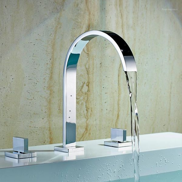 

bathroom sink faucets basin chrome two handles deck mounted widespread faucet mixer tap1