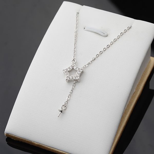 

s925 silver pendant big money personality pendant five pointed star necklace chain set diy pearl jewelry accessories holder 397
