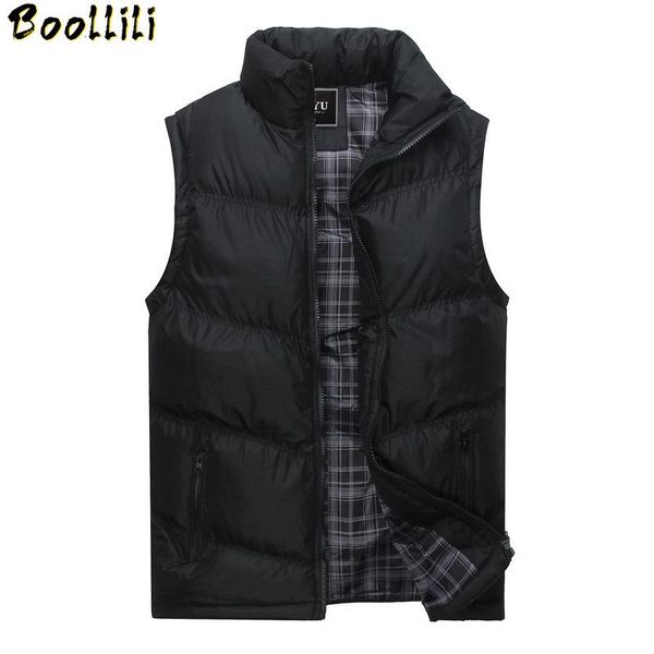 

men's vests brand mens jacket sleeveless vest winter fashion casual coats male cotton-padded men thicken waistcoat 4xl, Black;white