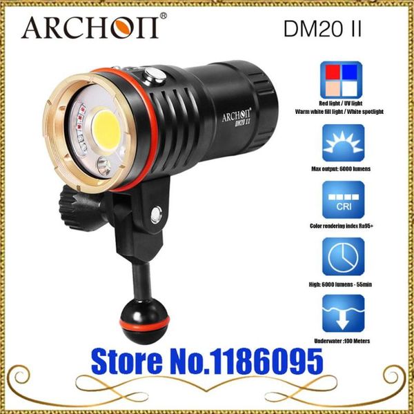

upgrade dm20-ii ( wm26-ii) aluminum waterproof 6000 lm 4 color light tint diving led torch battery flashlights torches