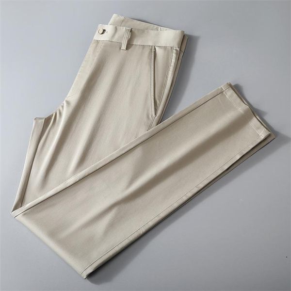 

men's pants summer elastic ice thin black casual business trousers