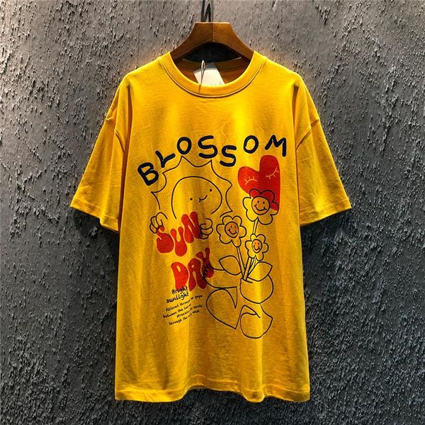 

women's t-shirt limiguyue graffiti cartoon flowers short sleeve tshirts cotton t shirt streetwear casual loose harajuku women tees k18, White