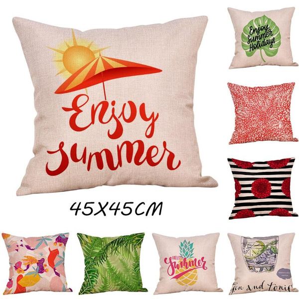 

vintage summer pillowcase square printed pillow case sunny refreshing pattern sofa cushion cover for household decoratio