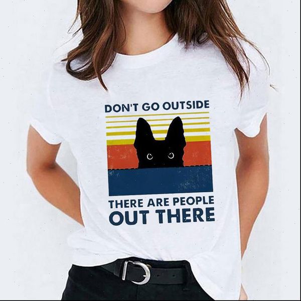 

cat kawaii printing funny women striped halloween print graphic tee, White