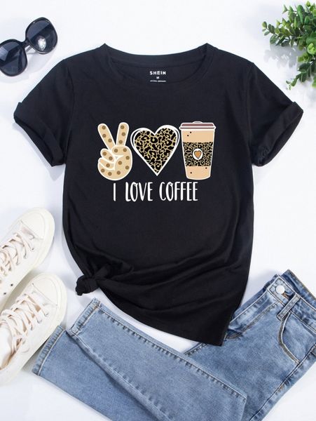 

heart and slogan graphic tee r93u#, White