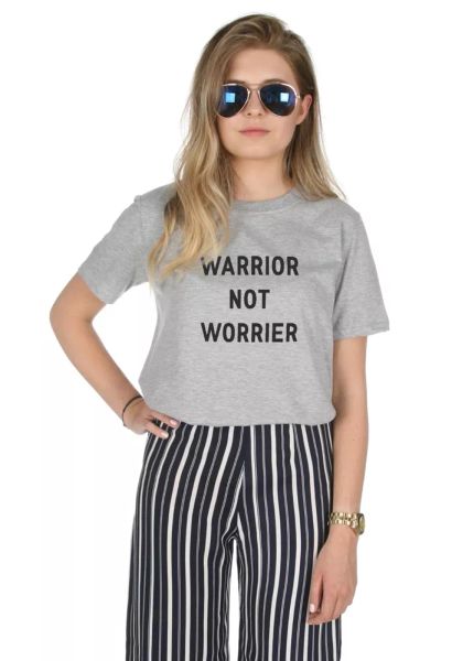 

warrior not worrier t-shirt slogan activist feminist girl power gang, White;black