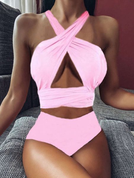 

swimsuit solid women's split high waisted tie, White;black