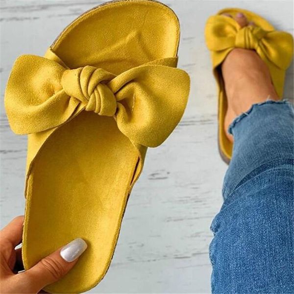 

large size slides bowknot womens slippers women's sandals fashion platform casual breathable bottom women shoes, Black