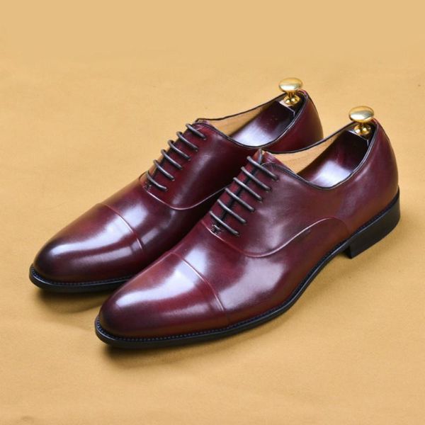 

autumn men leather shoes business dress suit brand bullock genuine black laces wedding mens