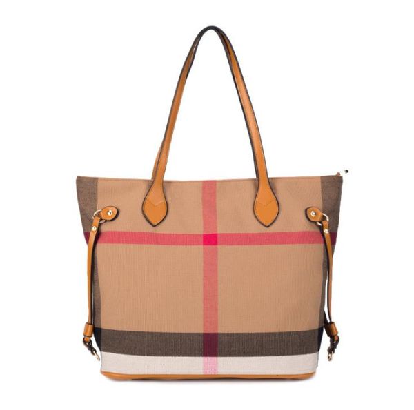 

evening bags autumn/winter women's bag simple shoulder canvas plaid fashionable large-capacity shopping handbag