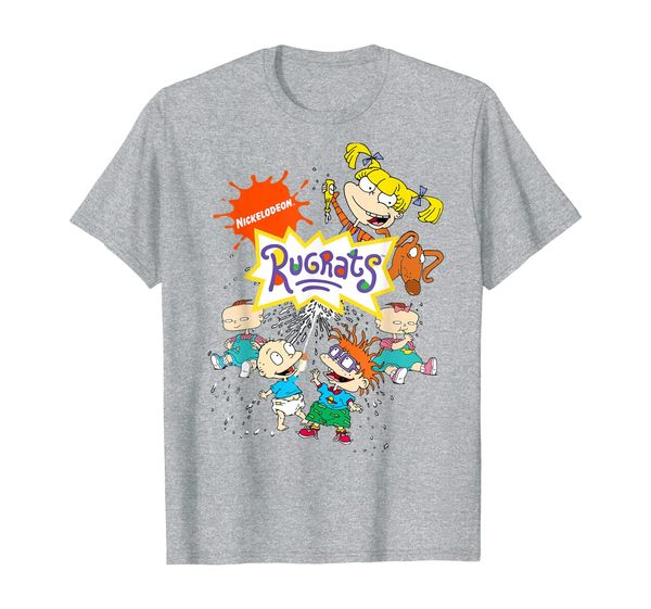 

rugrats logo with nick logo and rugrats characters t-shirt, White;black