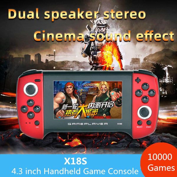 

portable game players x18s 8g handheld video console 4.3-inch classic dual joystick support tv out for ps1 gbc md children gift