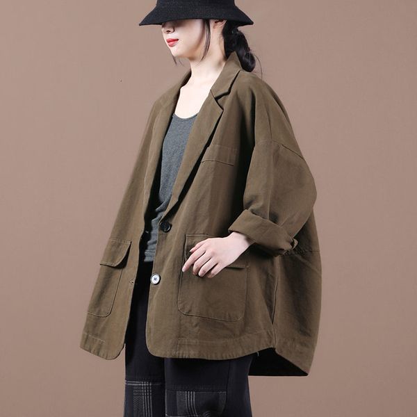 

suit blazer women autumn korean single size grand literary retro two-button all-match palette female coat k1136 p8fl, White;black