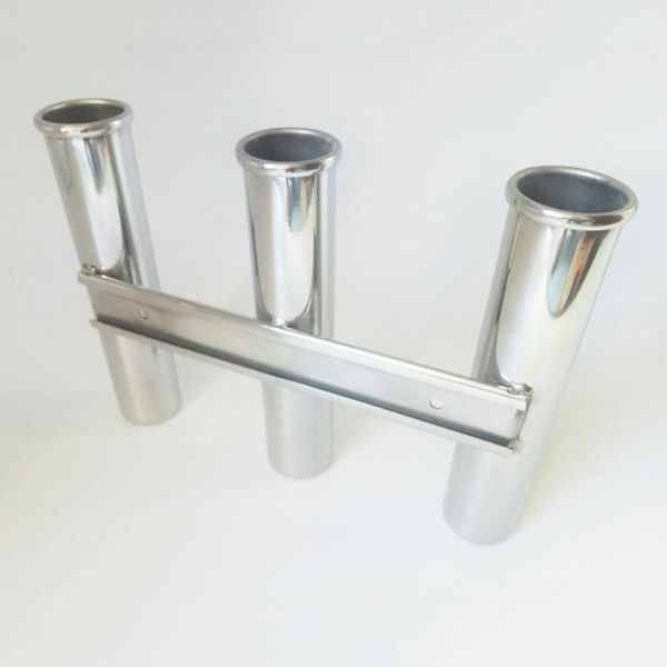 

table tennis raquets fishing rod holder marine stainless steel triple rows yacht sea accessories boat bracket (silver)