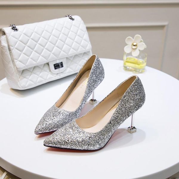 

dress shoes 2021 autumn european and american bride bridesmaid wedding female summer sequins crystal, Black