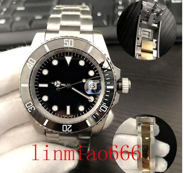 

u1 automatic mechanical ceramic watch mens watch gliding clasp all stainless steel 40mm sapphire swimming super bright luminous watch, Slivery;brown