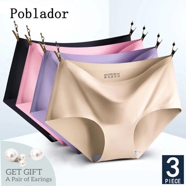 

women's panties 3 pcs silk underwear for woman seamless underpants briefs female lingerie solid color pantys -xxl, Black;pink