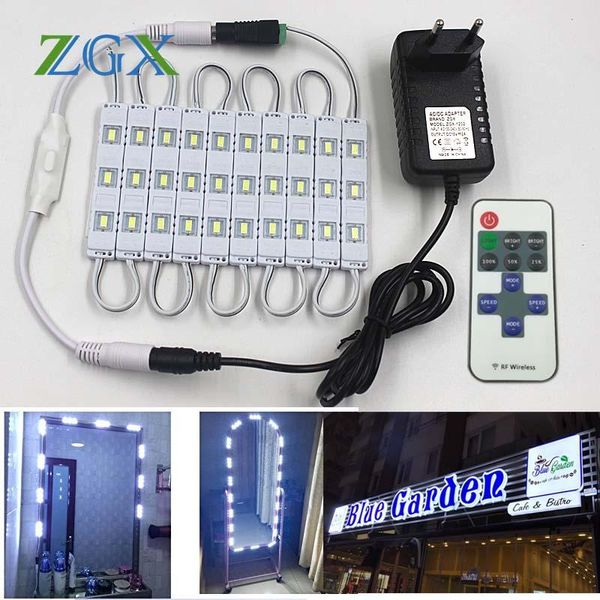 Modüller SMD 5630 LED Modülü Makyaj Aynası 10 adet 20 adet Kanal Mektup Kozmetik Atmosfer Dekor Işık Lambası 11 K Dimmer DC 12 V Adaptörü Seti