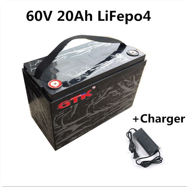60v 20ah Lifepo4 Bateria para motocicleta de scooter elétrico 2000W mini motos e-rickshaw kart + 73v 3a carregador