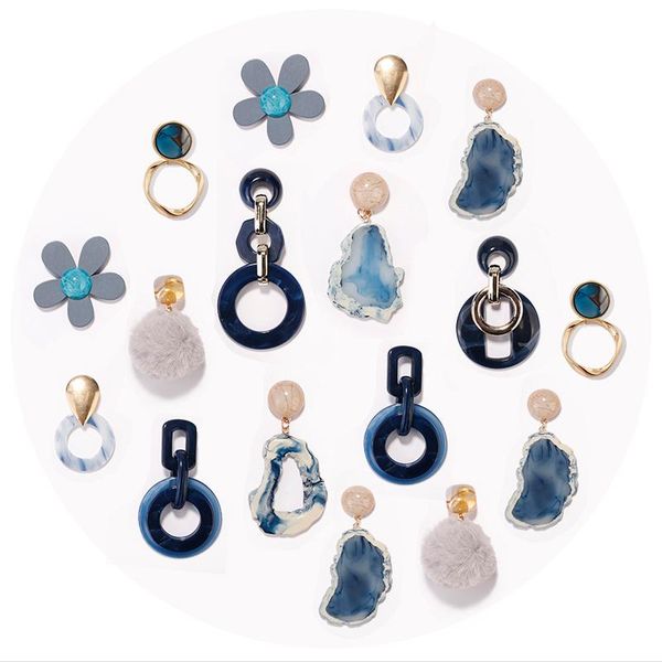 

dangle & chandelier aensoa fashion blue geometric acrylic drop earrings for women simple statement fasion jewellery pendientes, Silver