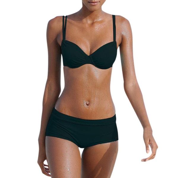 

women's swimwear style fashion suspenders women padded set sports and boys shorts bikini swimsuit beachwear bathing, White;black