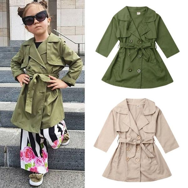 

kids baby girl child wind jacket trench coat windbreaker parka long sleeve autumn solid overcoat outwear, Blue;gray