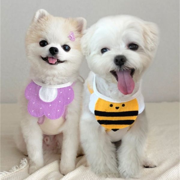 

dog cat saliva towel pet clothing decoration products pink flower net red korean knitting bee