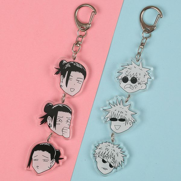 

anime jujutsu kaisen cosplay funny long keychain gojo satoru geto suguru bag pendant fan collection props, Silver