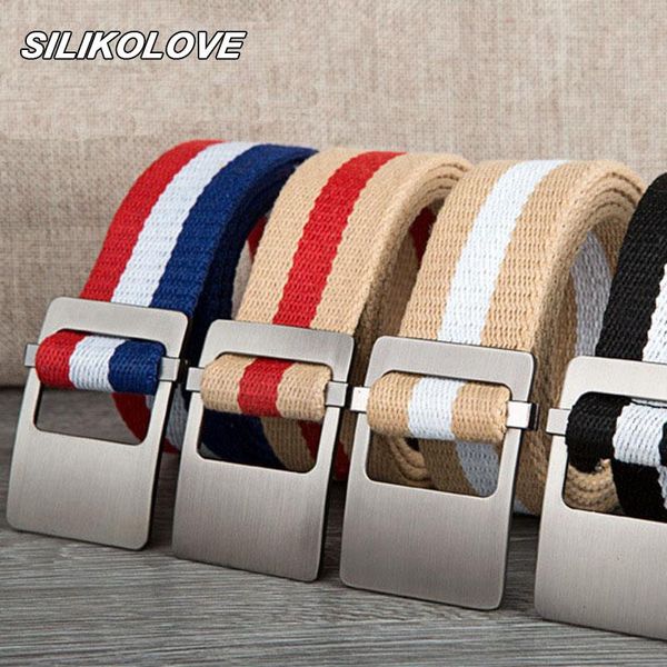 

color stripe 3.8cm tactical belts men zinc alloy buckle female wide canvas elastic braided belt, Black;brown