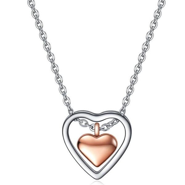 

pendant necklaces fashion double heart design stainless steel necklace party trend female charm romantic valentine's day women's j, Silver
