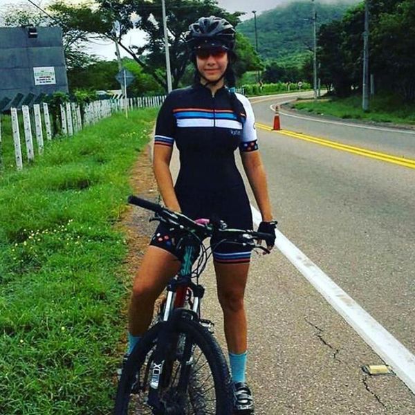 

racing sets kaficycling suit ladies short-sleeved summer mountain bike striped breathable road jumpsuit roupa ciclismo feminina, Black;blue