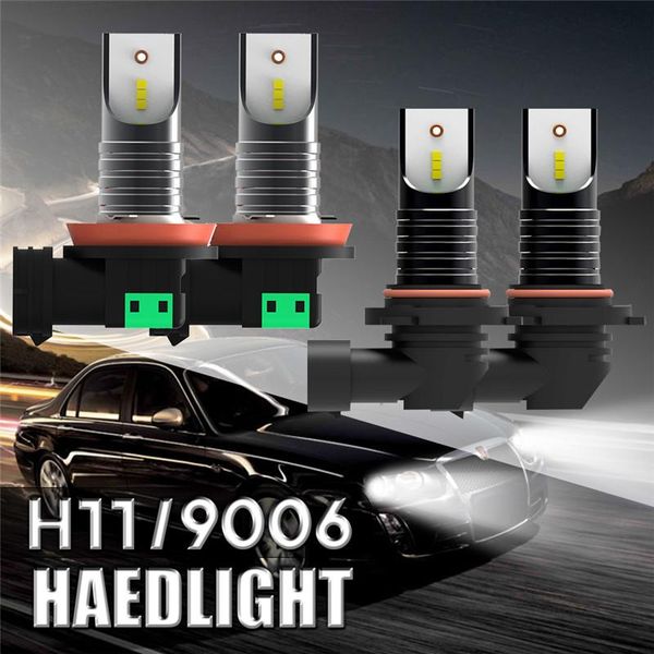 

car headlight bulbs h11 9006 headlamps kit white auto fog lamp day running light 6000k dc 9-32v headlights