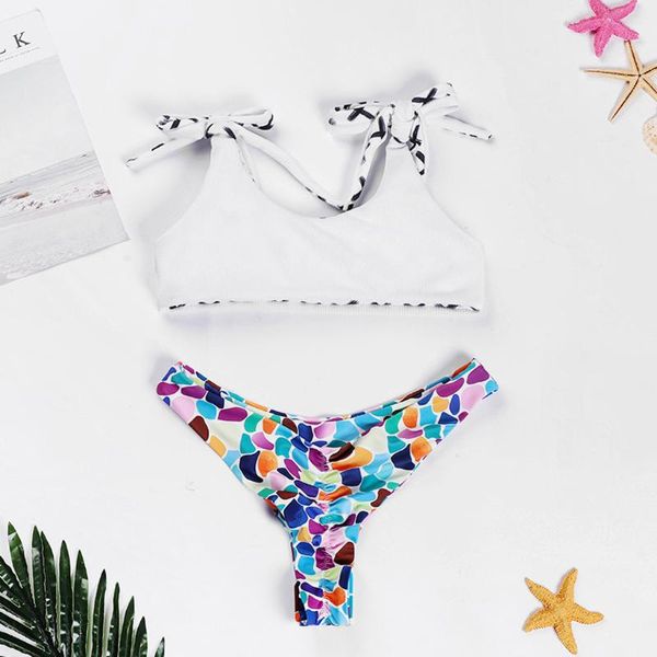 

women's swimwear 2021 sell bikini mujer women bandage set push-up brazilian print beachwear swimsuit dropship hx09, White;black