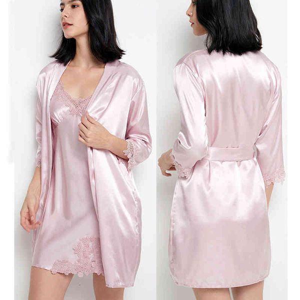 

5pcs sleepwear female pajamas set satin pyjamamas lace patchwork bridal wedding nightwear rayon home wear nighty&robe suit, Black;red