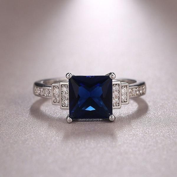 

cluster rings delysia king blue zircon ring, Golden;silver
