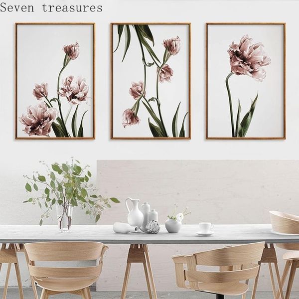

paintings watercolor flowers home decoration painting pink carnation wall art poster living room bedroompictures canvas