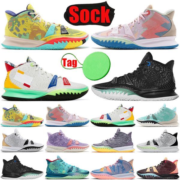 

with sock tag kyrie 7 mens basketball shoes jumpman 1 world 1 people visions copa bk black metallic daughters special fx men trainers sports