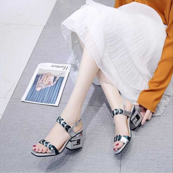 

dress shoes 2021 sandals, open-toe chunky heel summer fashion shoes, roman, Black