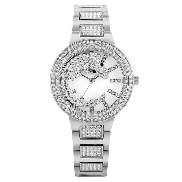 

wristwatches women's elegant quartz analog wristwatch premium alloy band with hook buckle creative diamond-encrusted crocodile pattern, Slivery;brown