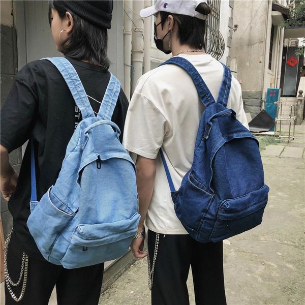 

female students mori washed canvas denim backpack school bag