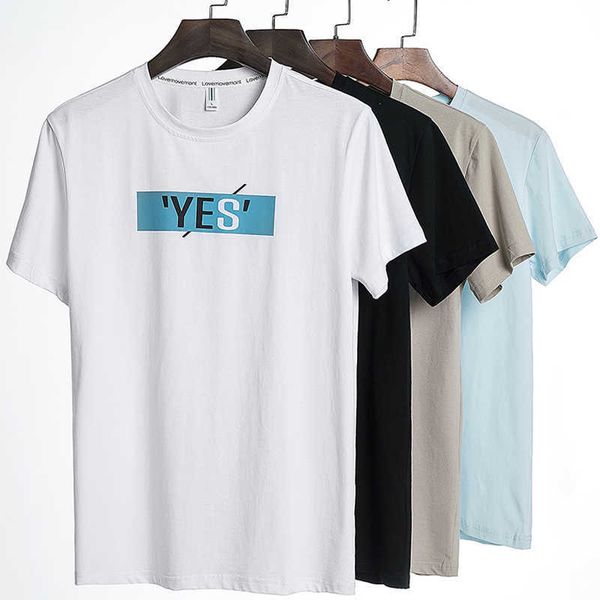 

men's t-shirts shirt men summer yes letter print shirts casual cotton basic shirts male fashion large size oversized ops ees 8xl s, White;black